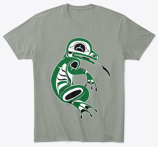 'Water Spirit T-shirt' a Traditional Pacific Northwest Native Frog Design by Sechelt Artist Charlie Craigan.