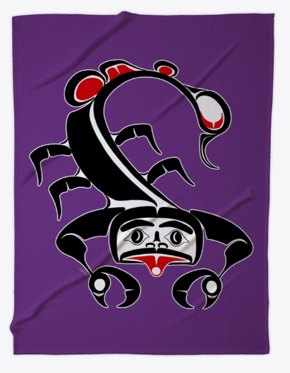 Pacific West Coast Native Scorpio Zodiac Blanket Designed by Salish Artist Charlie Craigan