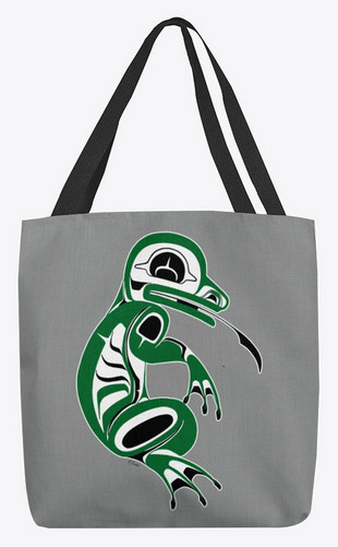 'Water Spirit Shopping Bag' a Traditional Pacific Northwest Native Frog Design by Sechelt Artist Charlie Craigan.