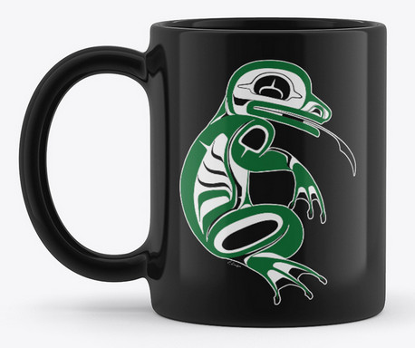 'Water Spirit Mug' a Traditional Pacific Northwest Native Frog Design by Sechelt Artist Charlie Craigan.