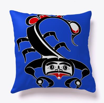 Pacific West Coast Native Scorpio Zodiac Pillow Designed by Salish Artist Charlie Craigan